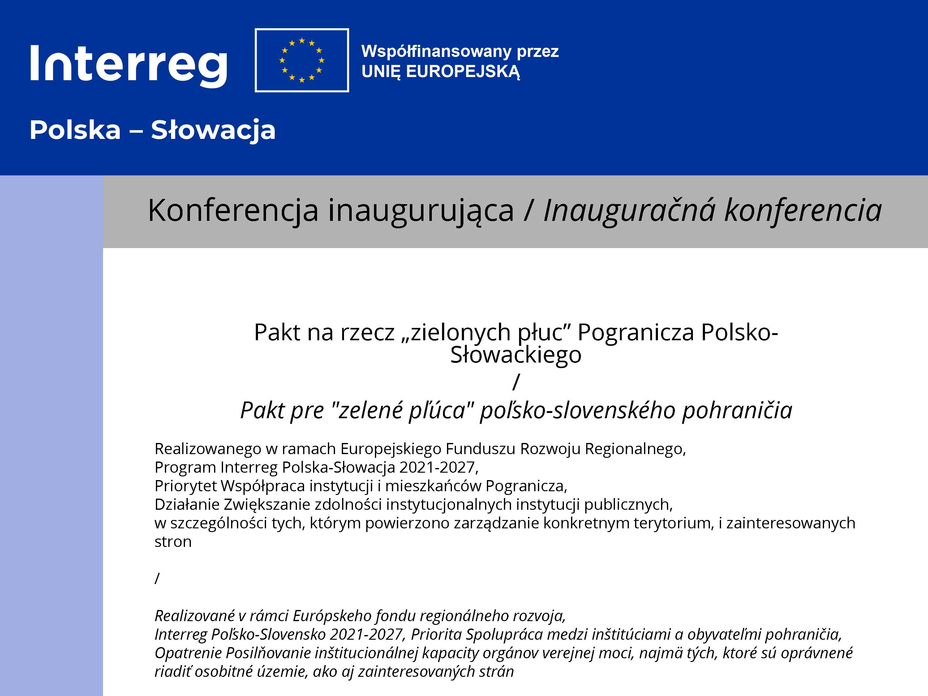 Informacja nt. projektu "pakt na rzecz "zielonych płuc" Pogranicza Polsko-Słowackiego"